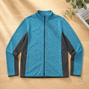 Marc New York Andrew Marc Men's Blue Marled Performance Zip-Up Fleece Jacket XL